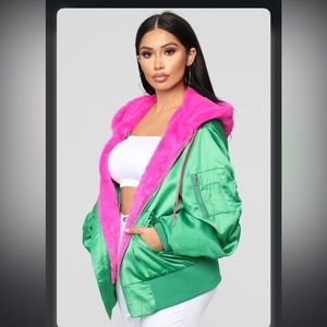Fashion nova satin fur jacket